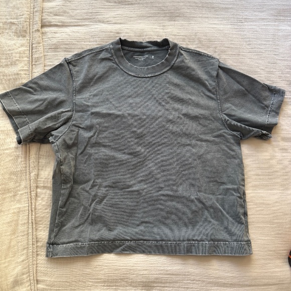 Abercrombie Heavy Weight Cropped T Shirt Tee Garment Dyed Mens Size XS Grey/Blue - Picture 1 of 1